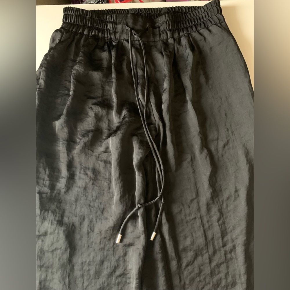 Zara Women Black Satin Cuffed pants Size XS - Picture 3 of 5